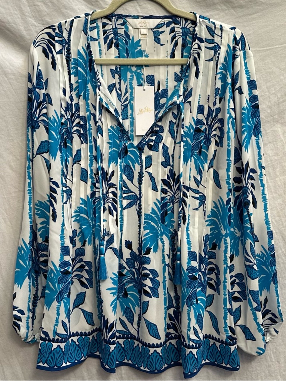Lilly Pulitzer Marilyn’s long sleeve Blue and Teal Floral Blouse